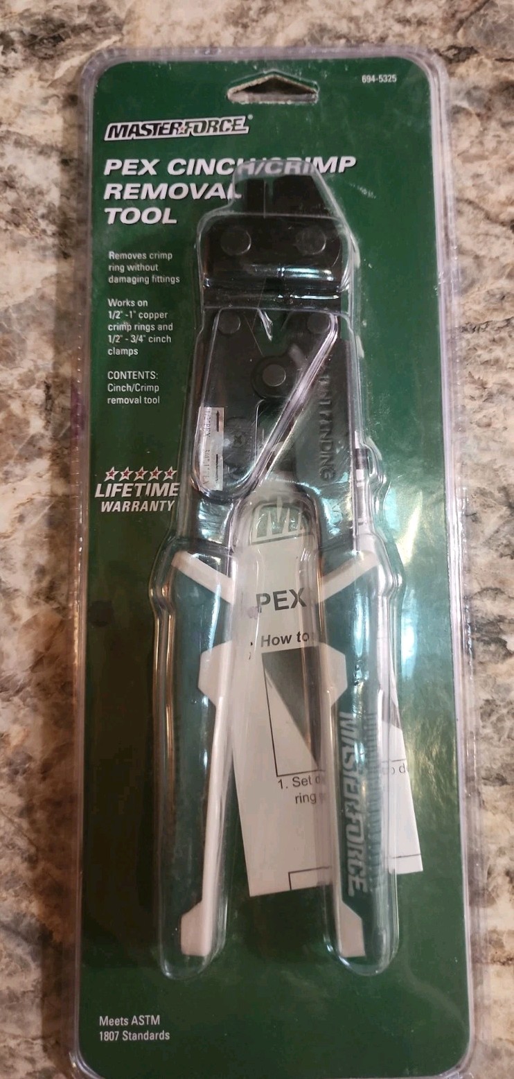 Masterforce PEX Cinch Clamp Crimp Removal Tool 694-5325 NEW 1/2"- 1" Plumbing