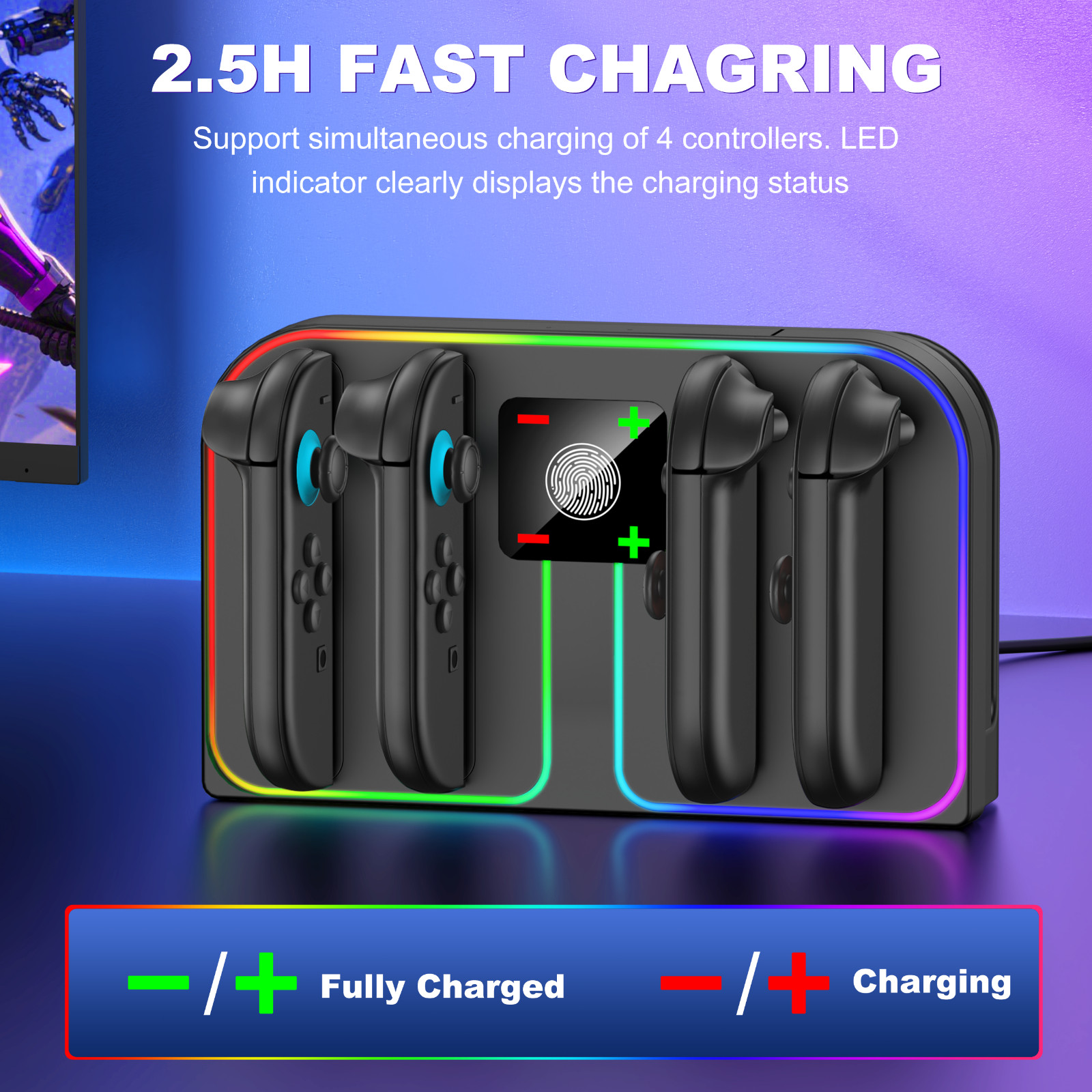 Switch 2 Controller Charger Charging Dock 4 JoyCon Charger FOR Nintendo Switch 2