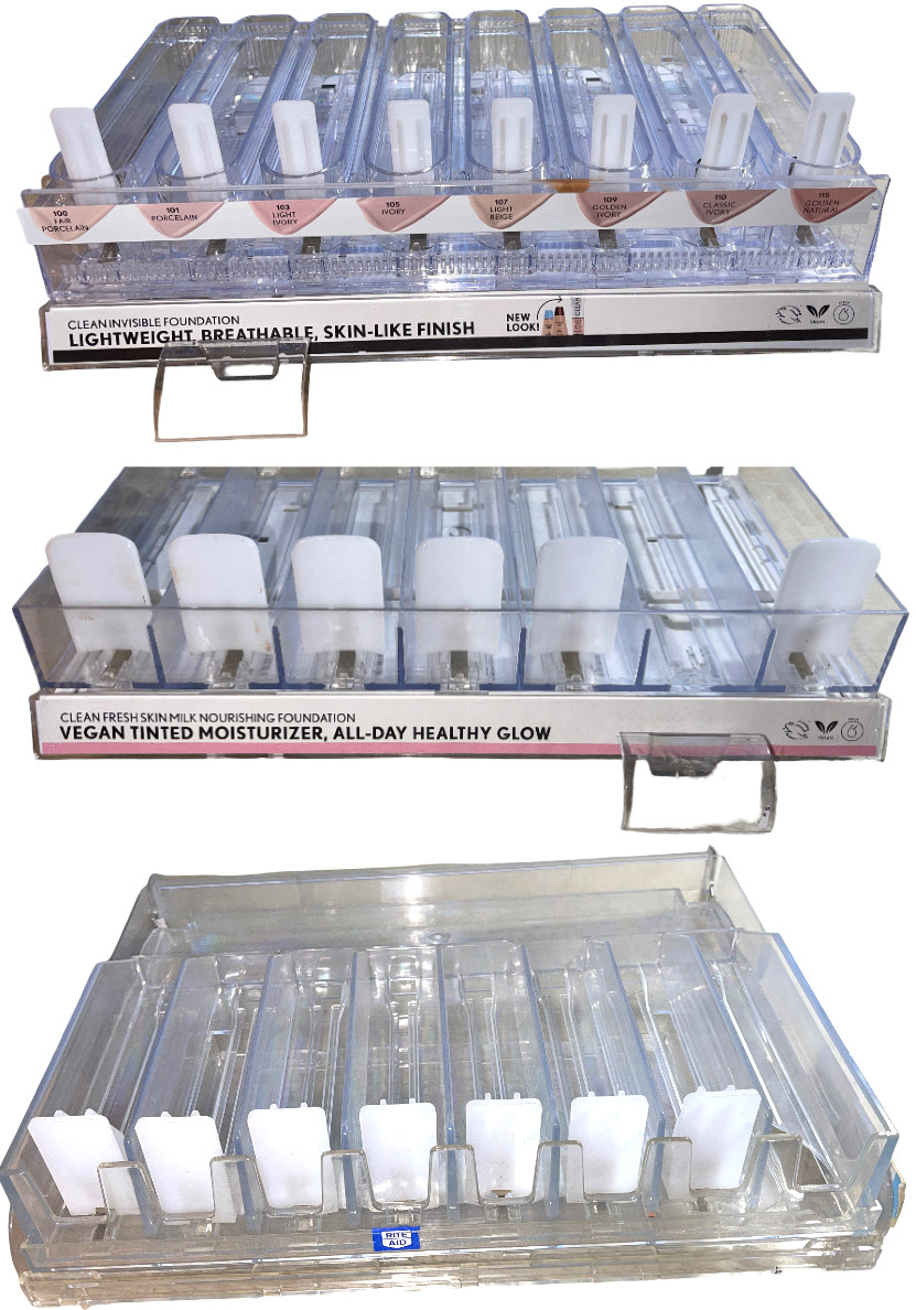 3-pk Compartment Pusher Trays for Retailers For H&B Items, Cosmetics+ MORE 19z