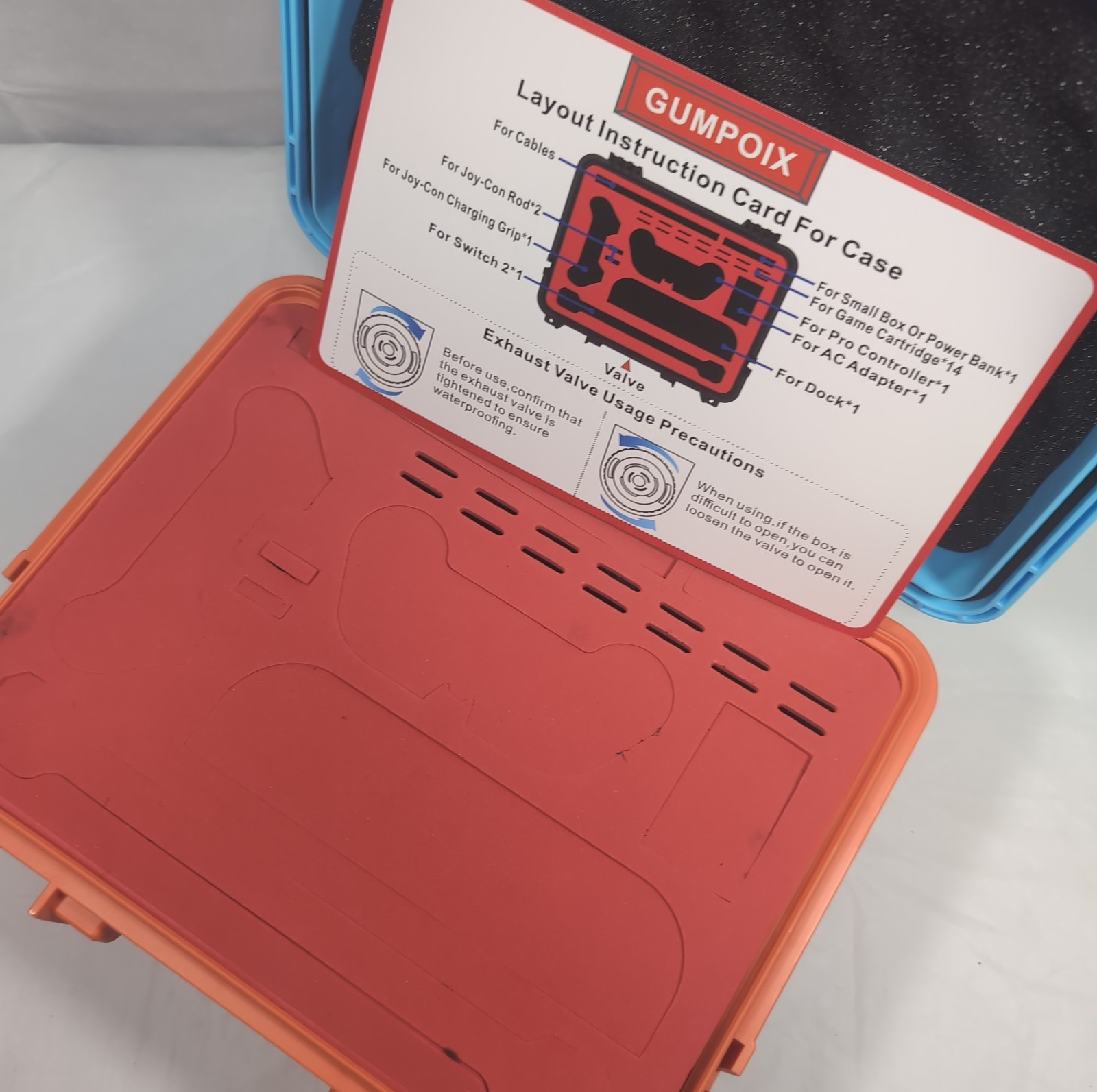 GUMPOIX Switch 2 Carrying Case IP67 Waterproof Orange Blue