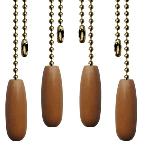 Pack Ceiling Fan Pull Chains 12-inch Beaded Ball Chains Wooden Decorative 4
