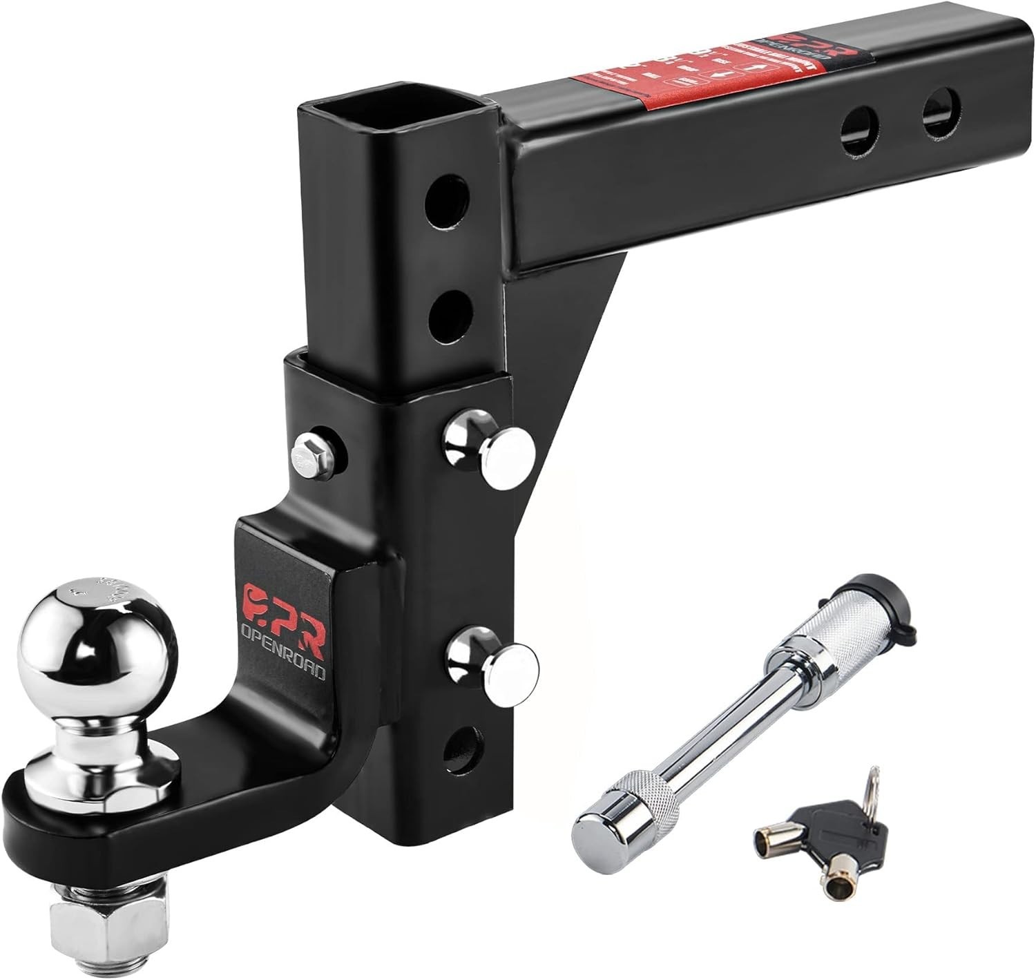 Adjustable Trailer Hitch Ball Mount -Fits 2-Inch Receiver, 2" Tow Balls, 7500lbs