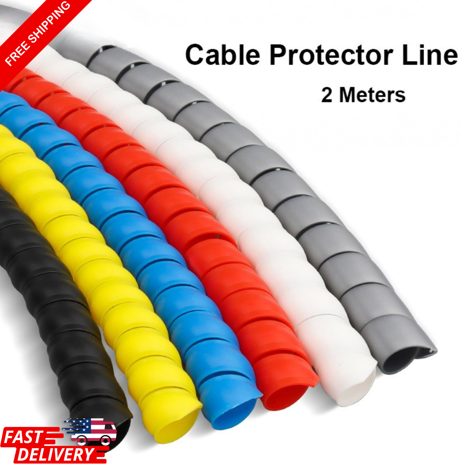 2m Spiral Cable Protector Line Organizer Tube Motorcycle Wire Protect Sleeve