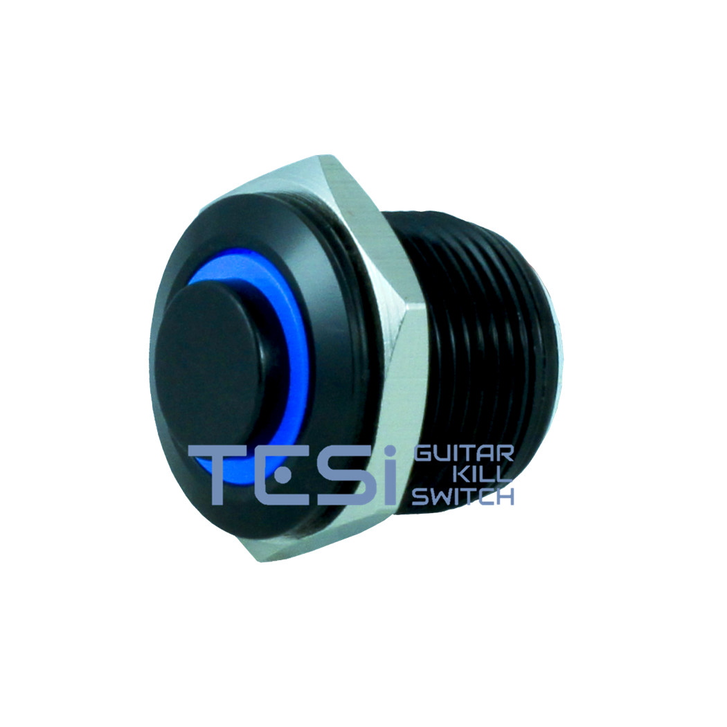 Tesi FILO 16MM LED Momentary Push Button Guitar Kill Switch Black/Blue