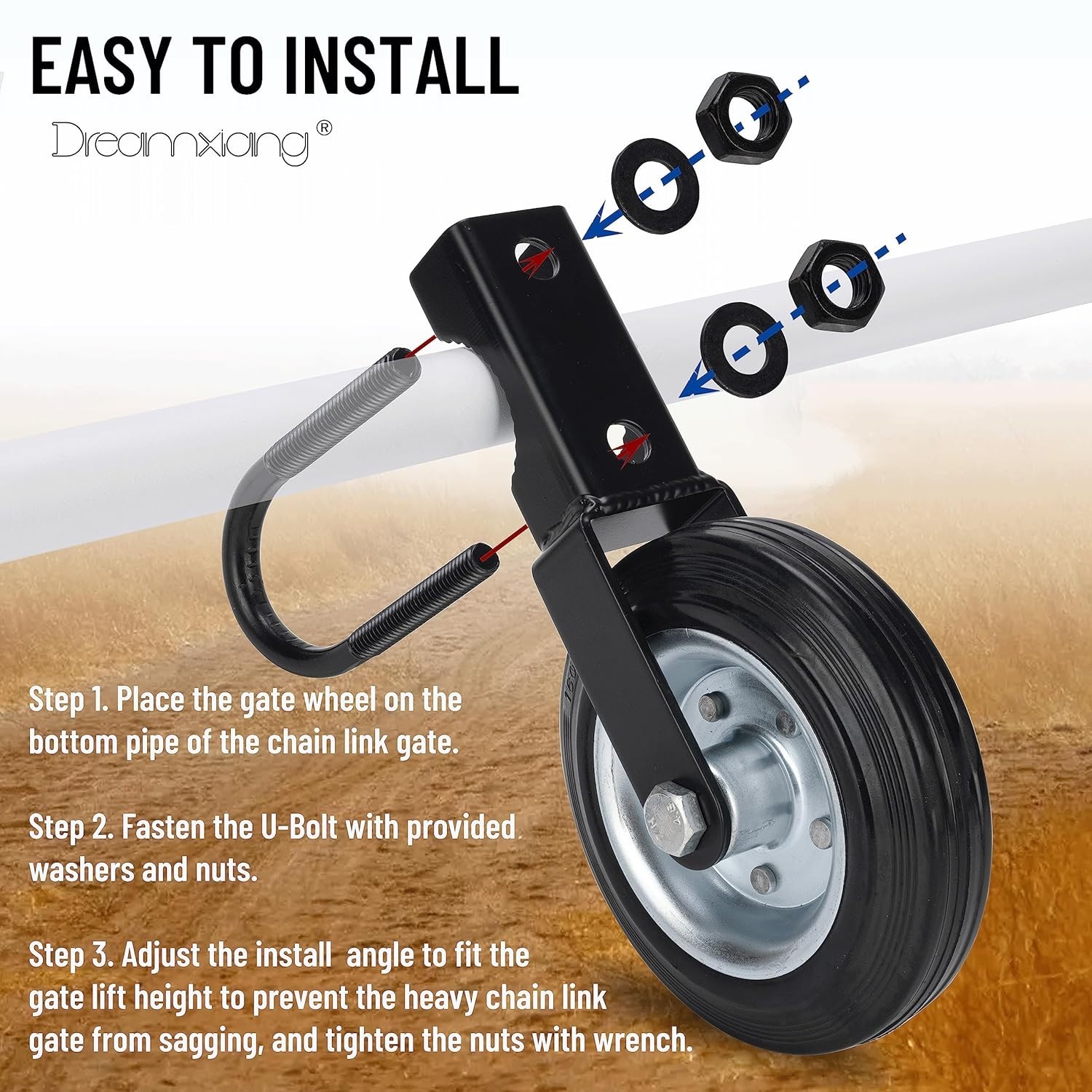 6" Heavy Duty Farm Gate Wheel, Black, 1 Pack