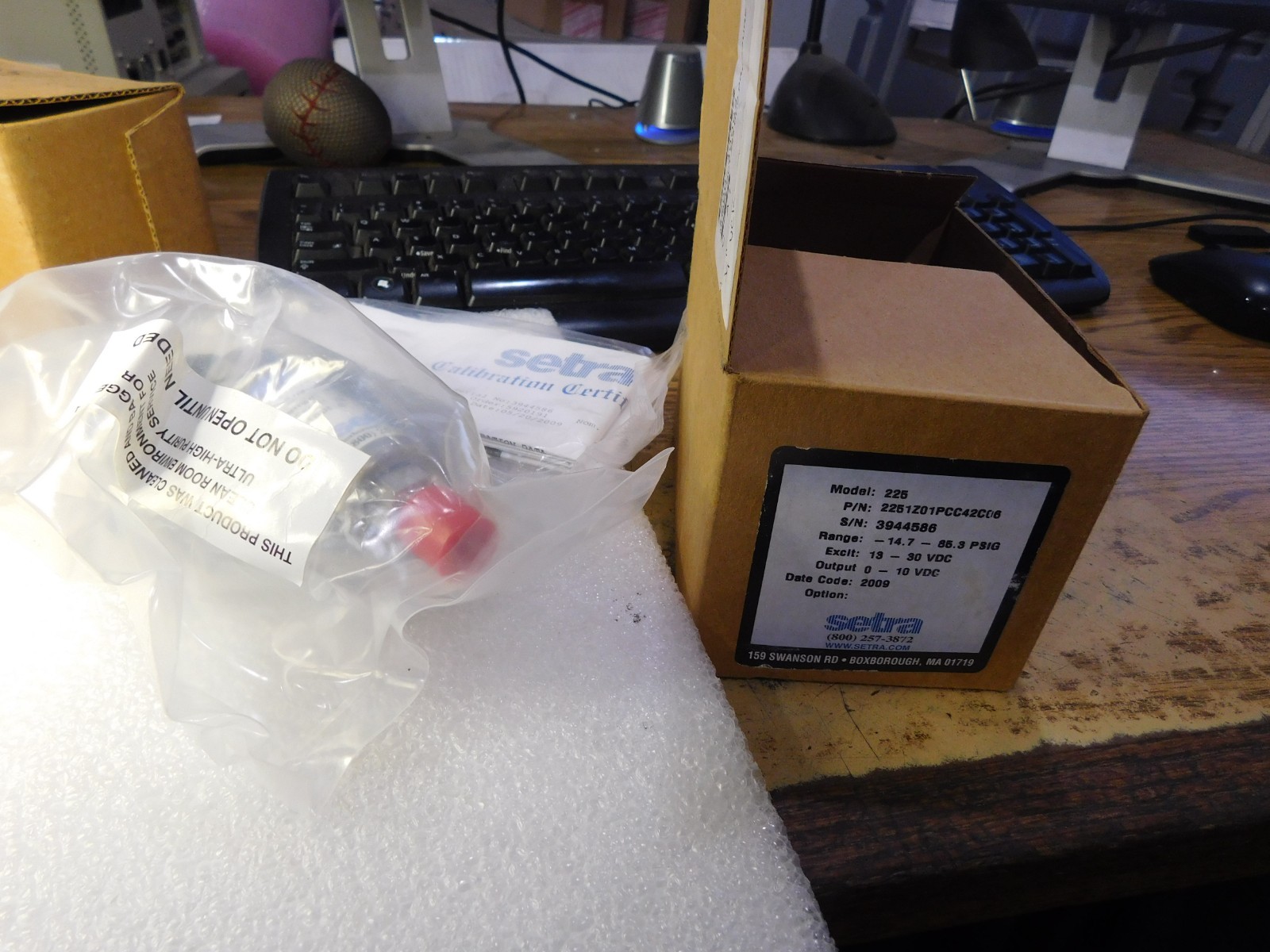 Setra Model: 225 High Pressure Transducer.  P/N: 2251Z01PCC42C06.  Unused Spares