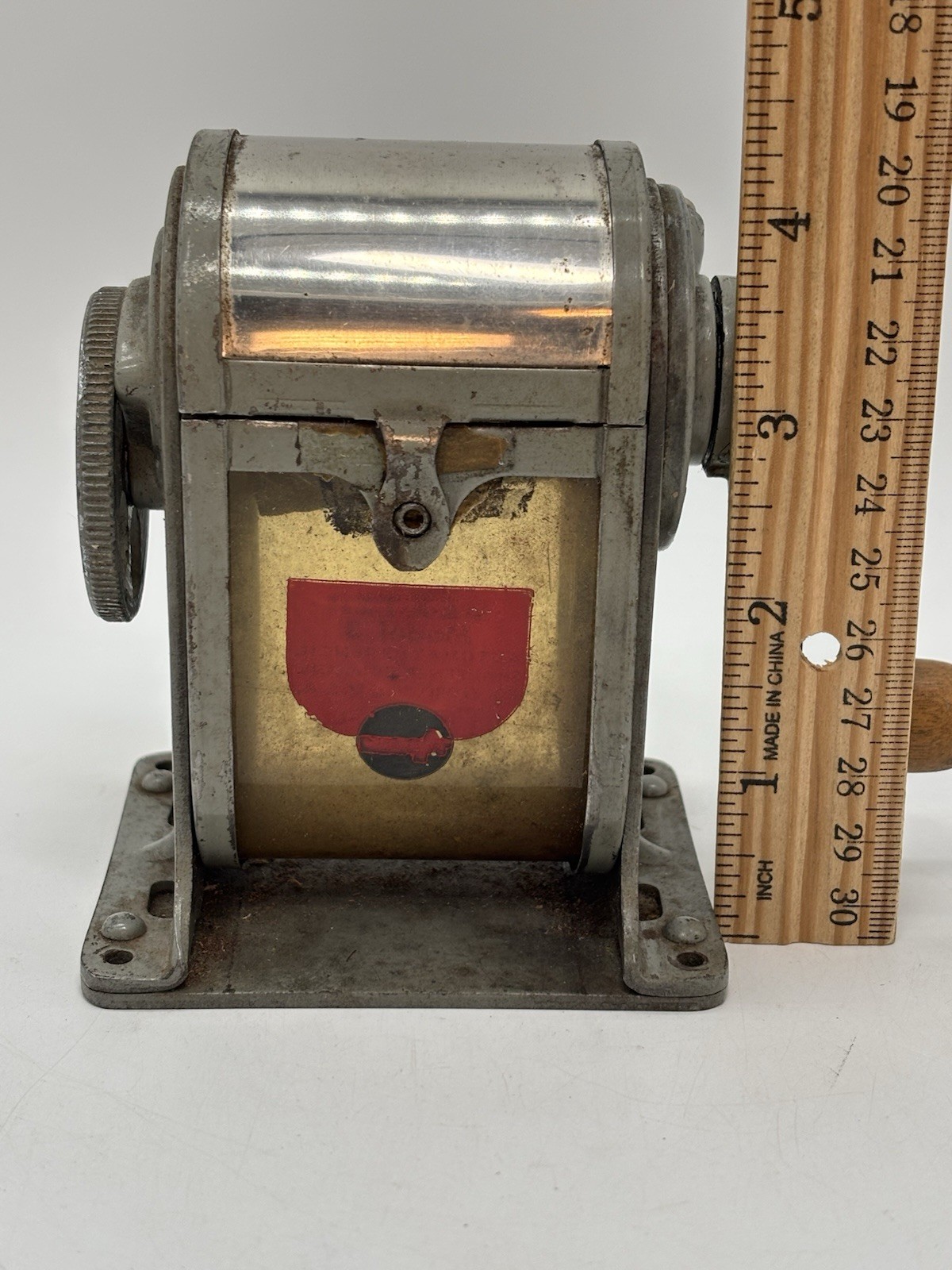 Vintage Dexter Model 3 Automatic Pencil Sharpener. APSCO Celluloid Shavings Box