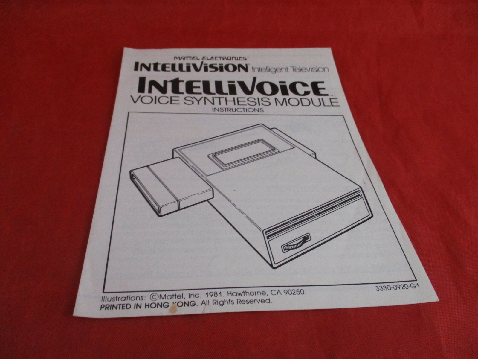 Intellivoice Voice Systhesis Module Intellivision Instruction Manual Booklet #F1