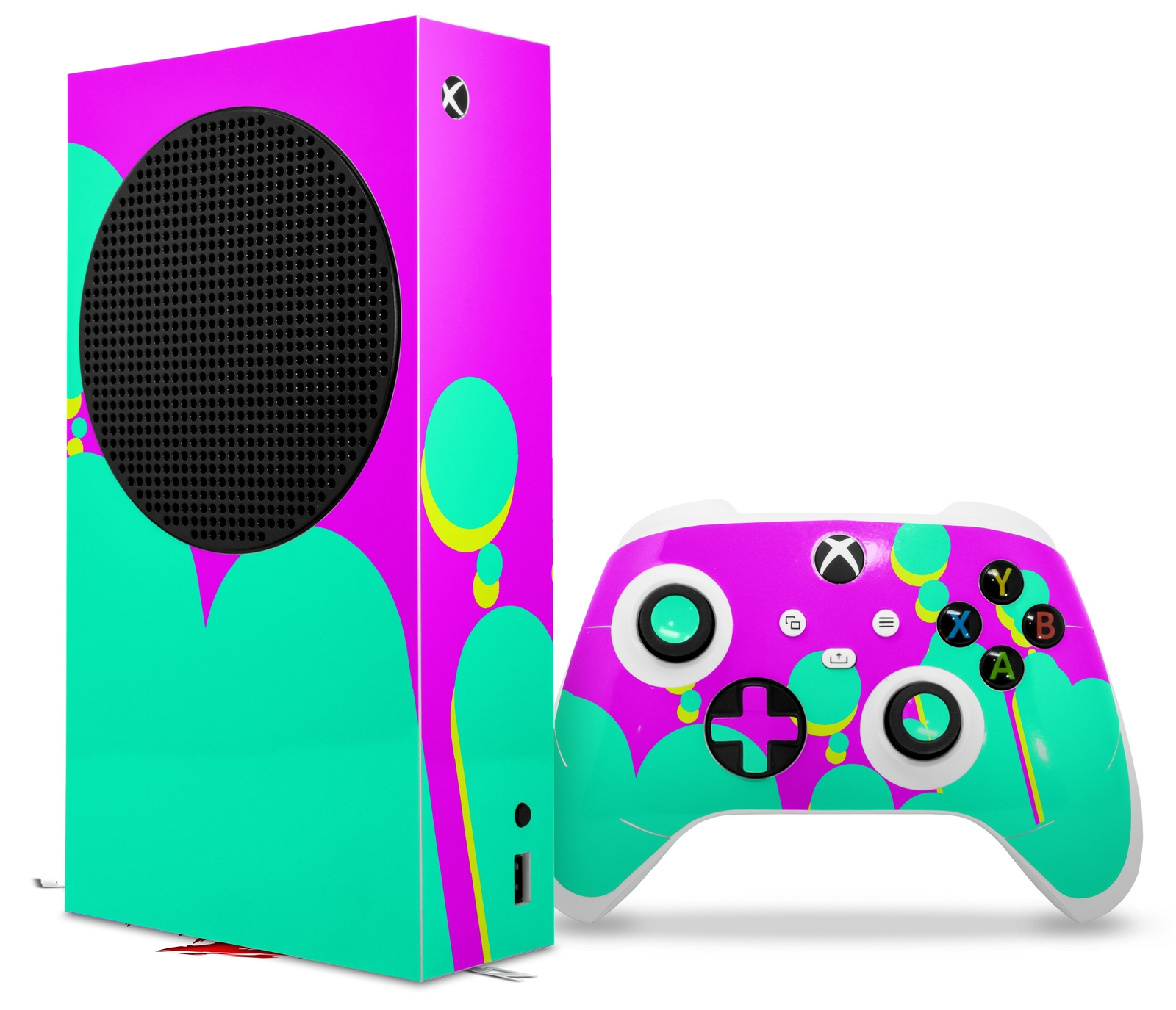 Skins XBOX Series S Console Controller Drip Teal Pink Yellow