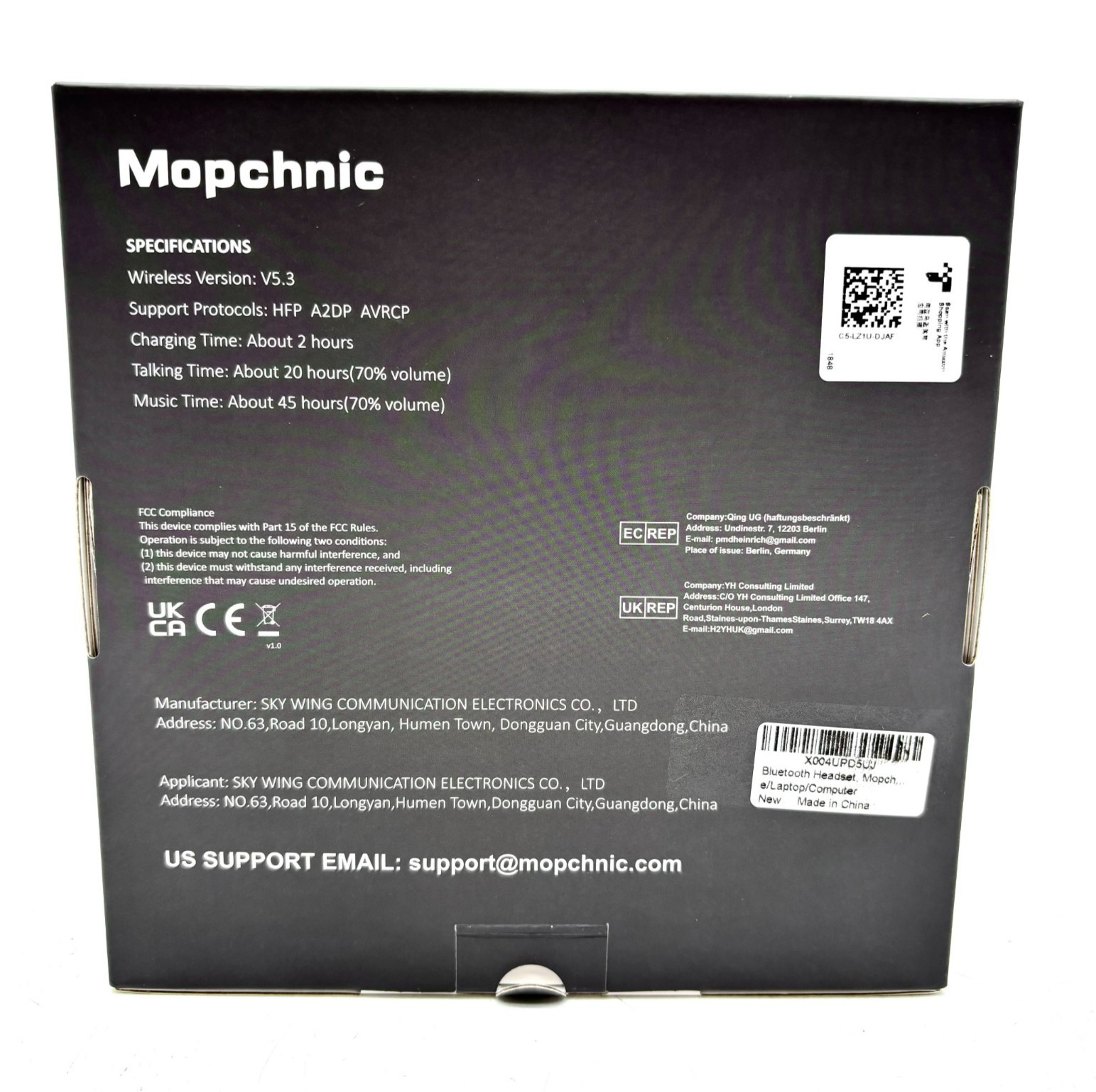 Mopchnic Wireless Bluetooth Computer Headset Model KH113M - Black