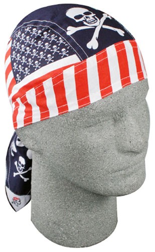 Zan Headgear Patriotic Skull Flydanna Harley Headwear-Black / One Size Fits Most