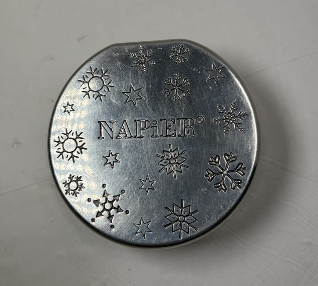 Napier Silver Jewelry Box Accented with Snowflakes, Holiday Winter Silver Tone