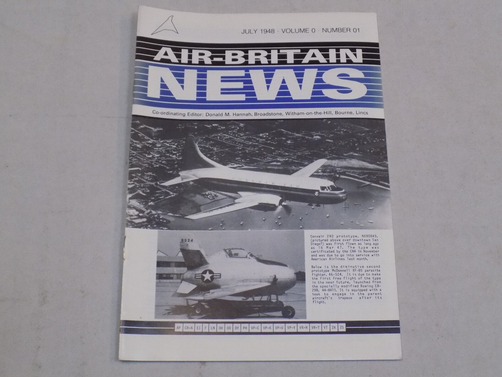 Air-Britain News Magazine Jul 1948 Airplanes History Convair 240 McDonnell XF-85