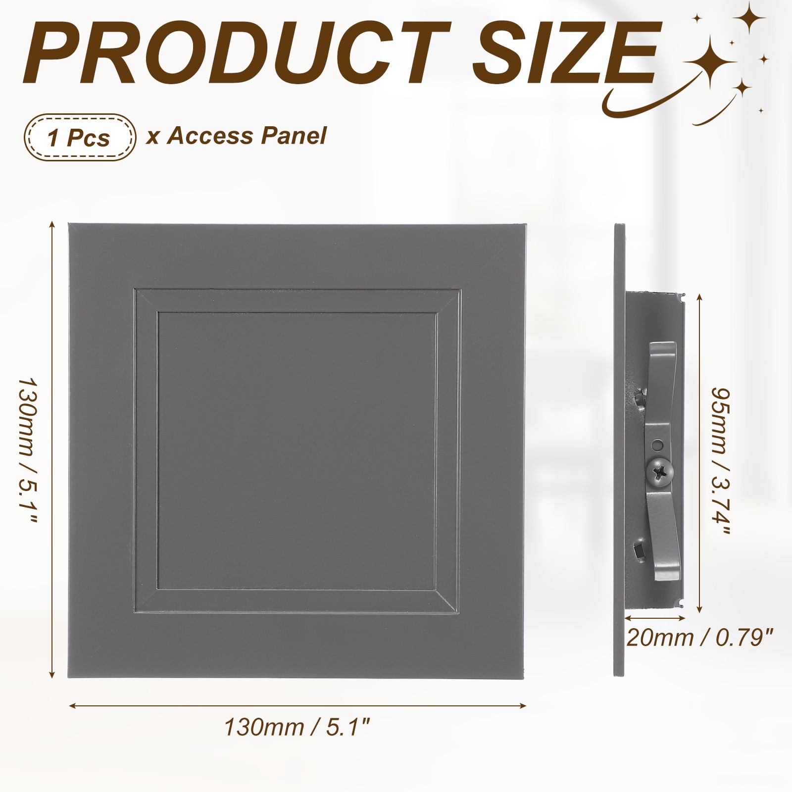 Access Panel (4" x 4") Plumbing Access Door Clip-on Installation, Gray