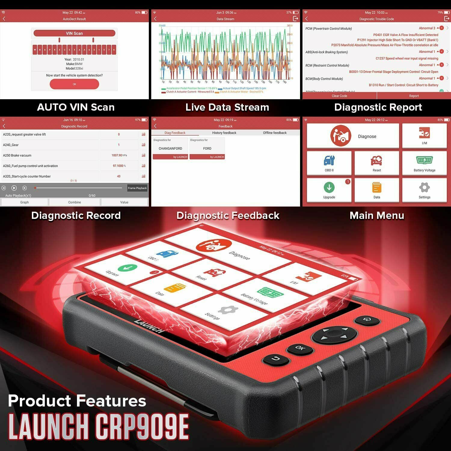 2026 LAUNCH X431 CRP909 Car OBD2 Scanner Full System Diagnostic Tools ECU Coding