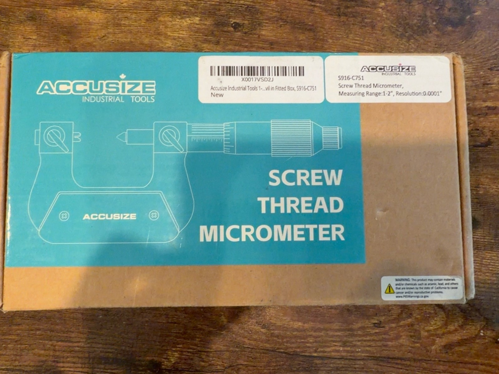 Accusize S916-C751 1-2" Screw Thread Micrometer .0001" 5 Anvils NEW