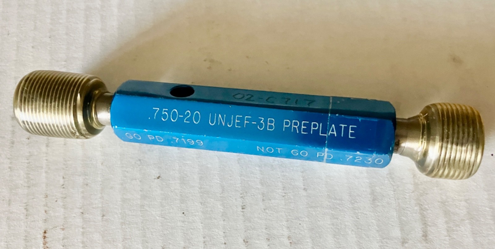 MICRON 3/4 20 UNJEF 3B THREAD PLUG GAGE PREPLATE .75 .750 GO NO GO .7199 & .7230