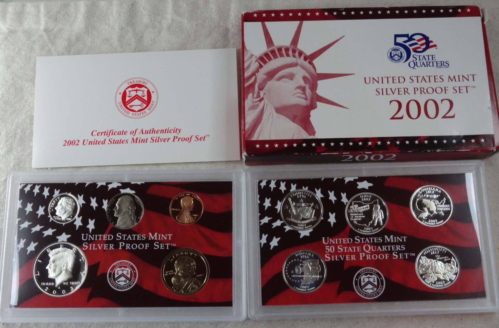 2002-S US Mint Silver Proof Set OGP COA & Box 10 Coins United States