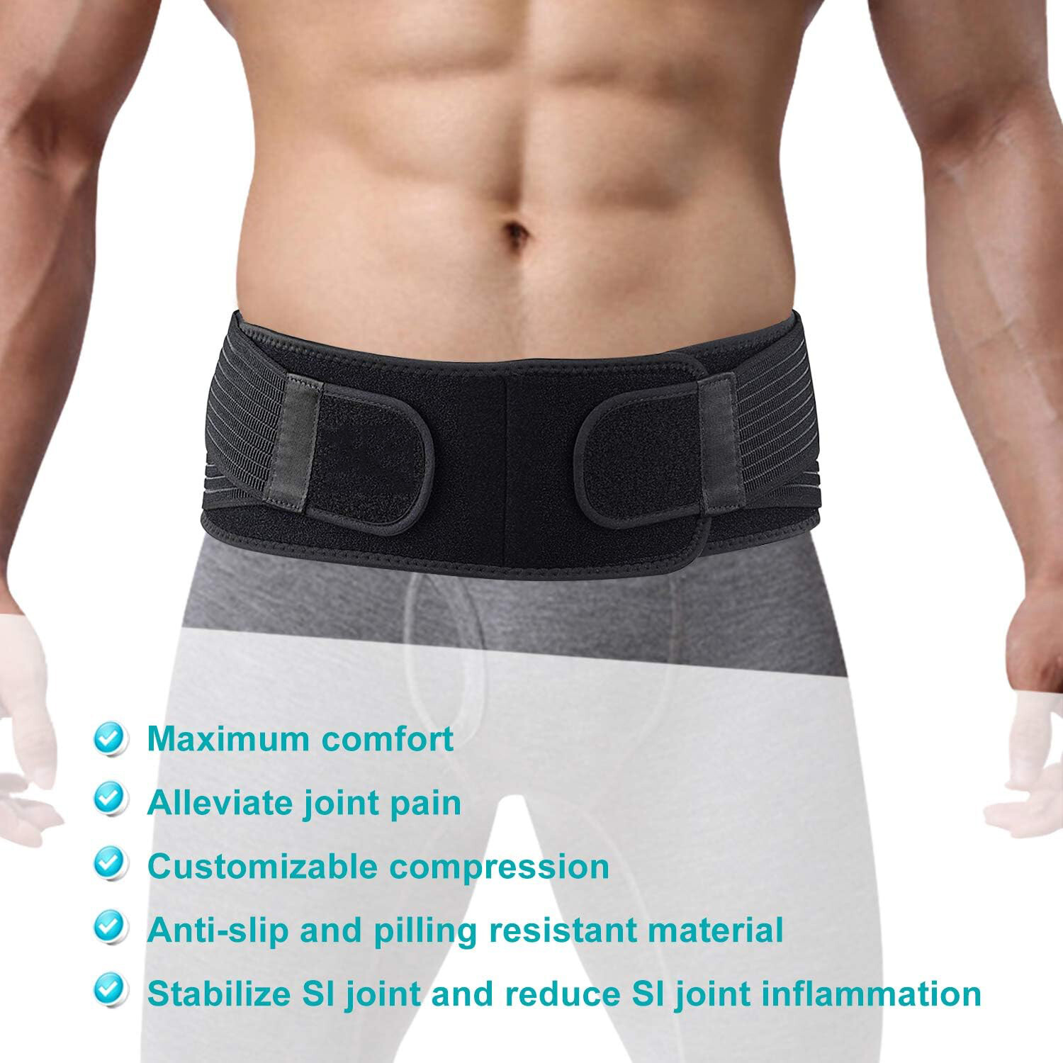 Women Men Lower Back Lumbar Hip Pain Relief Sacroiliac SI Joint Support Belt Gym