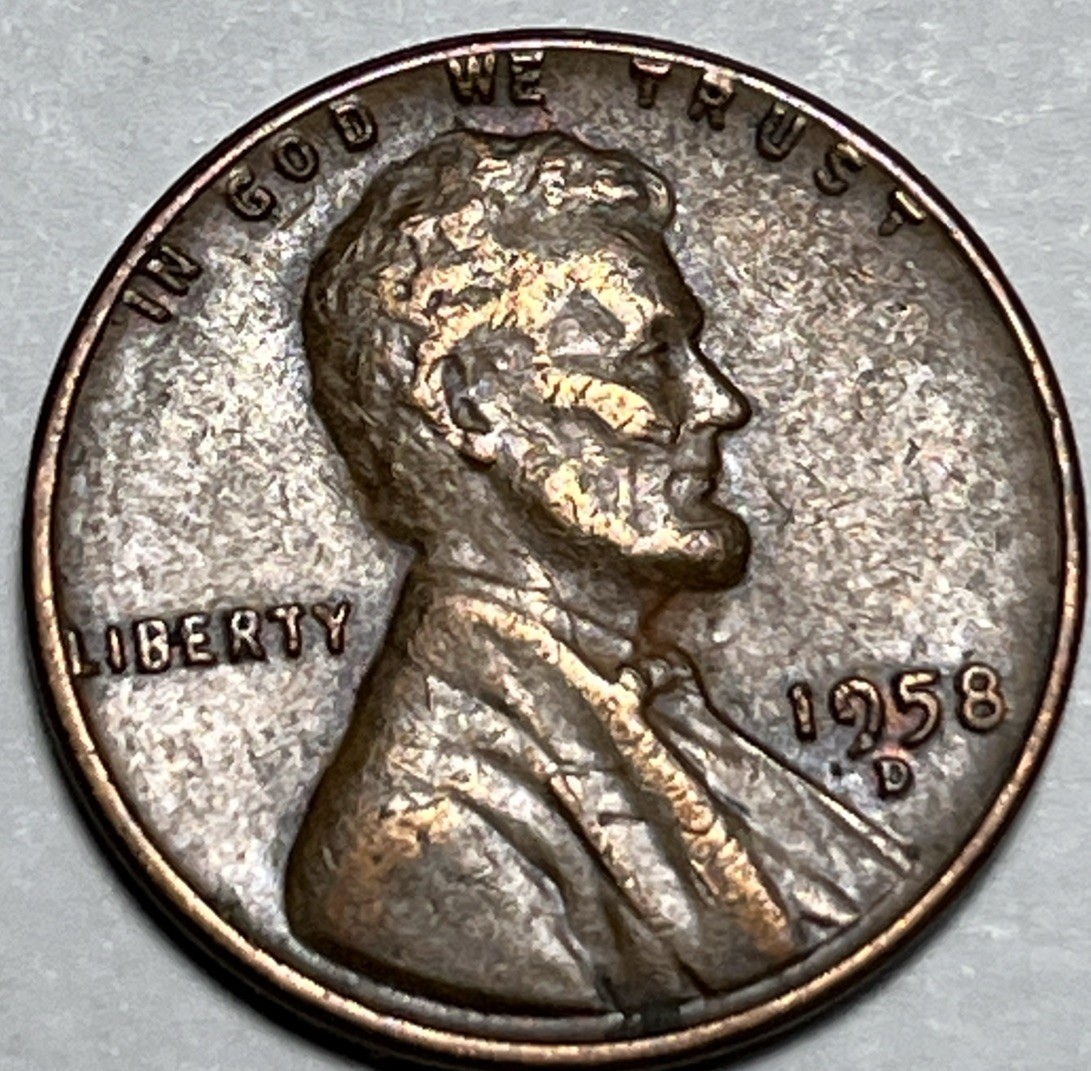 1958 D Wheat Penny Errors Long Lamination Error Reverse