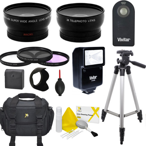 FISHEYE LENS + ZOOM LENS + 3 FILTERS  FLASH CASE TRIPOD FOR NIKON DSLR CAMERAS
