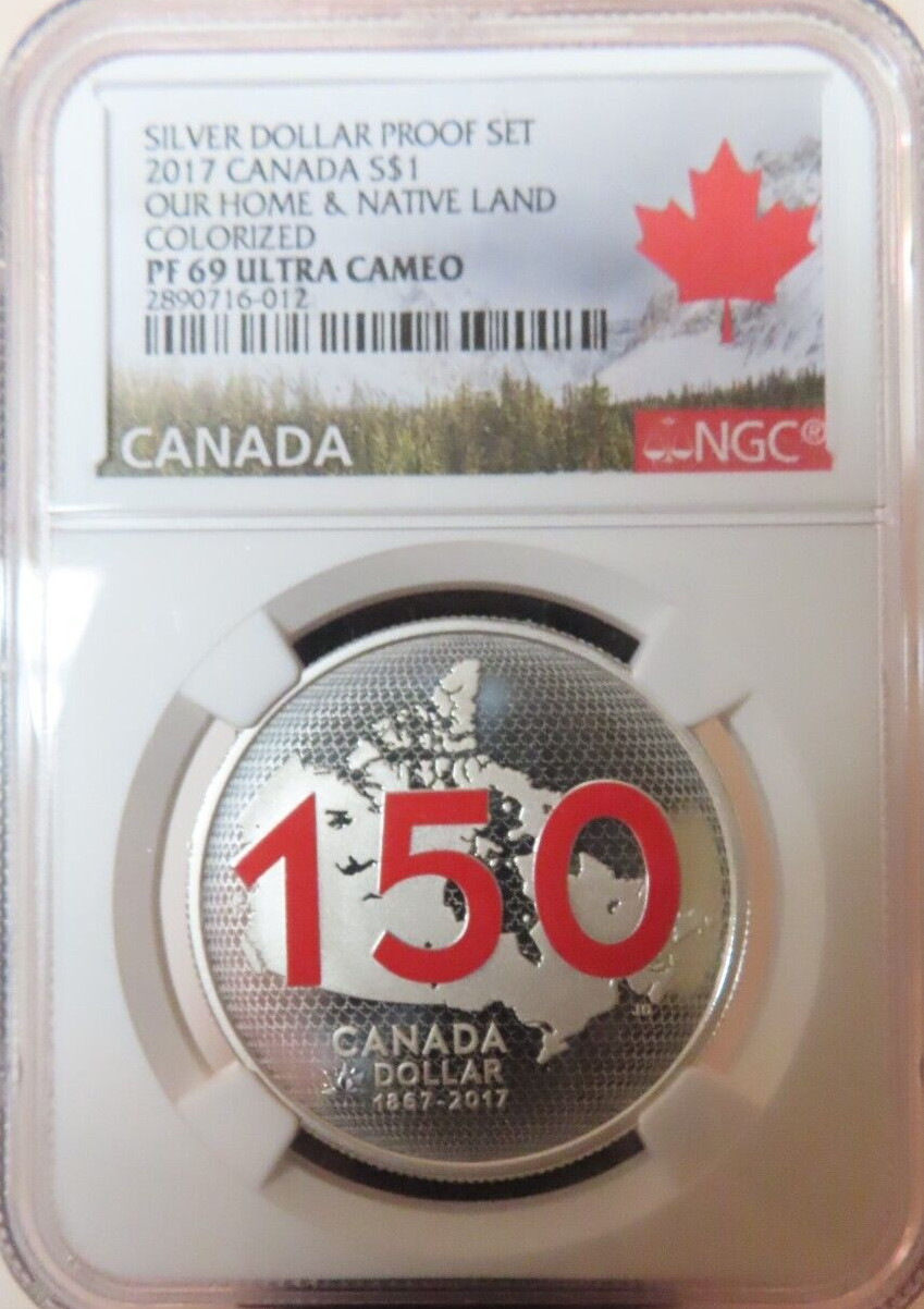 2017  Canada 150th Anniversary Silver Dollar Proof Our Home Native Land NGC PR69