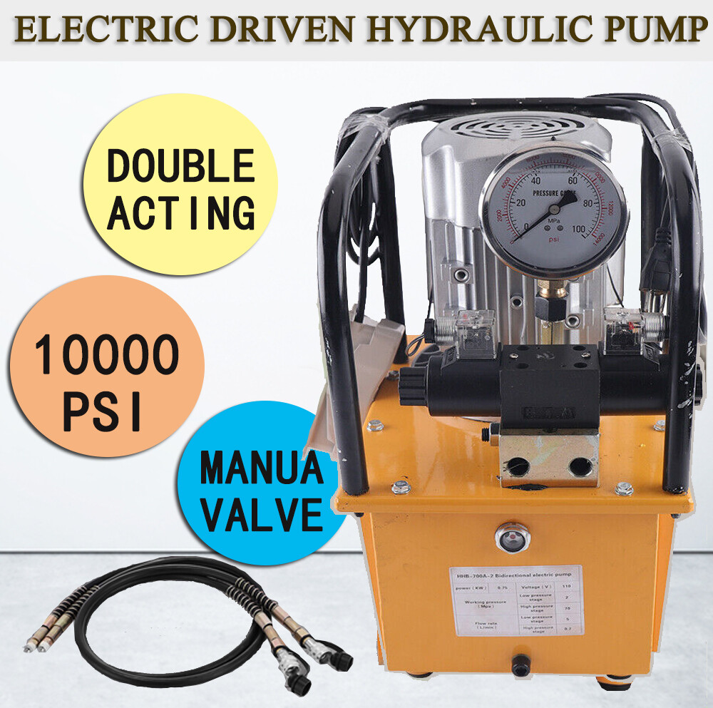 110V 10000PSI Double Solenoid Valve Electric Driven Hydraulic Pump Double-acting