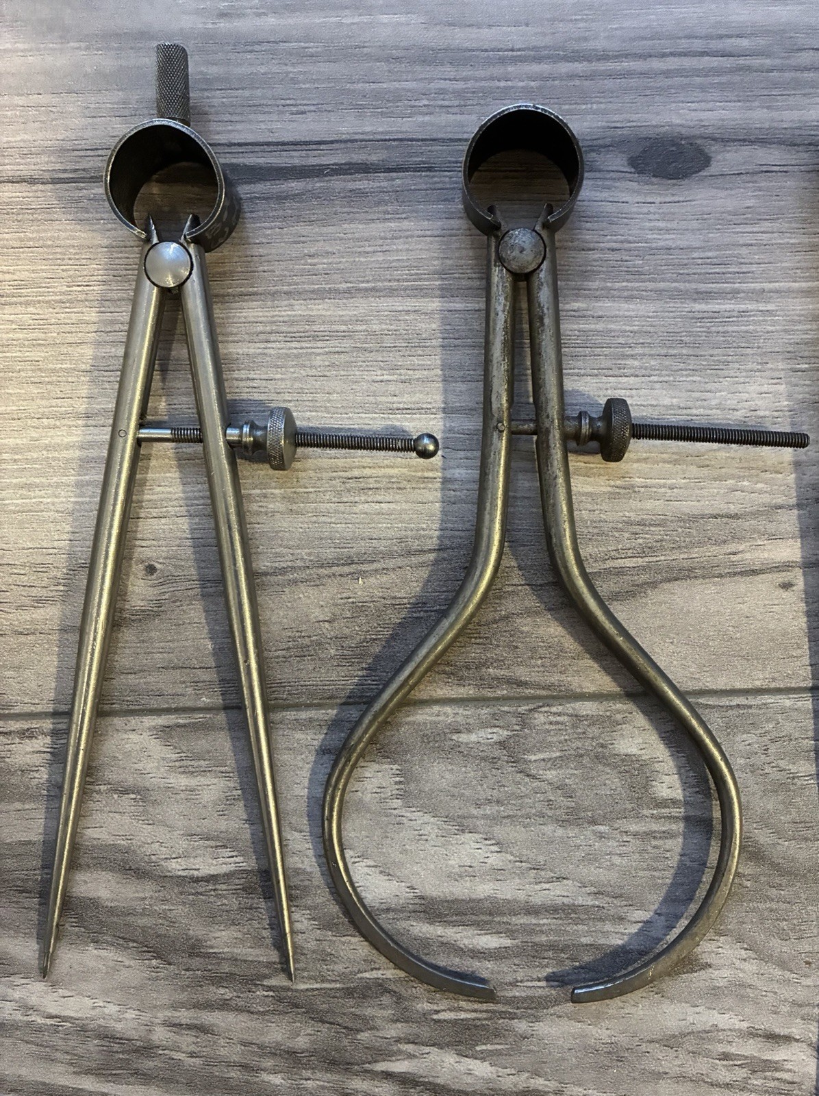 Vintage Unmarked Inside Outside And Straight Calipers