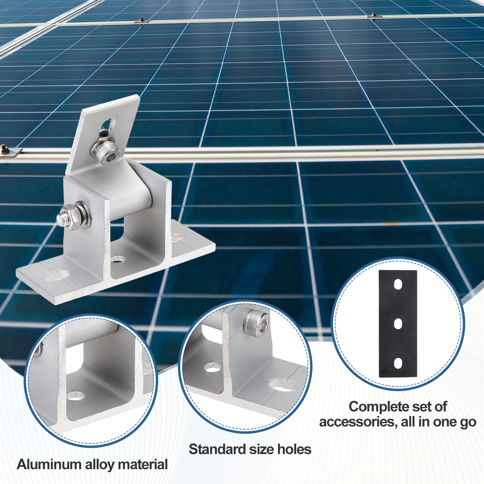 4 Pack Adjustable Solar Panel Tilt Mount Bracket, Adjustable Mounting Kit, White