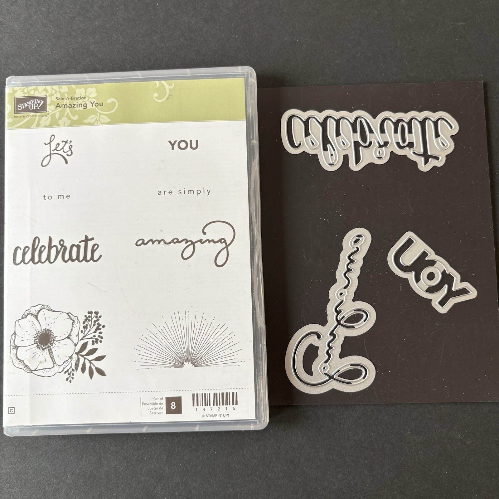 Stampin Up Amazing You Flower Words Cling Rubber Stamps +Thinlit Dies 147215