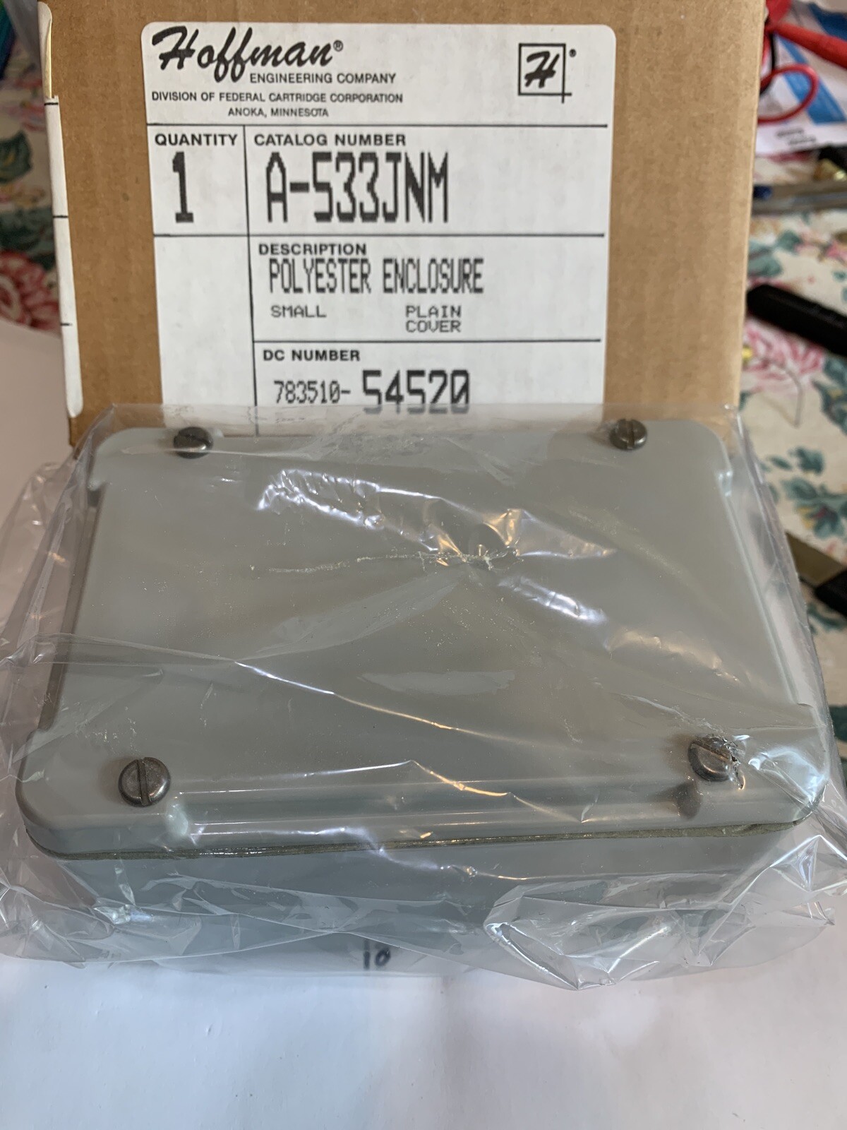 Hoffman Polyester Enclosure,  Cat. No. A-533JNM Brand New Sesled Package And Box