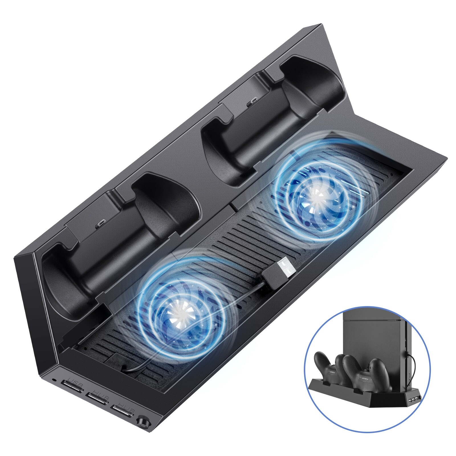 For PlayStation 4 Vertical Stand Cooling Fan Controller Charging Station for PS4