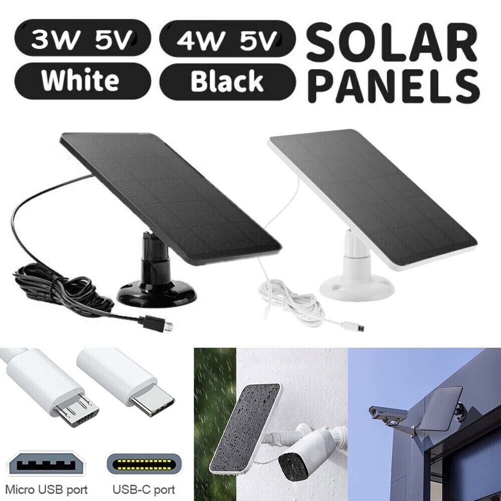 4W Solar Panel Charger for Ring,Eufycam,Wyze,Reolink Rechargeable Battery Camera