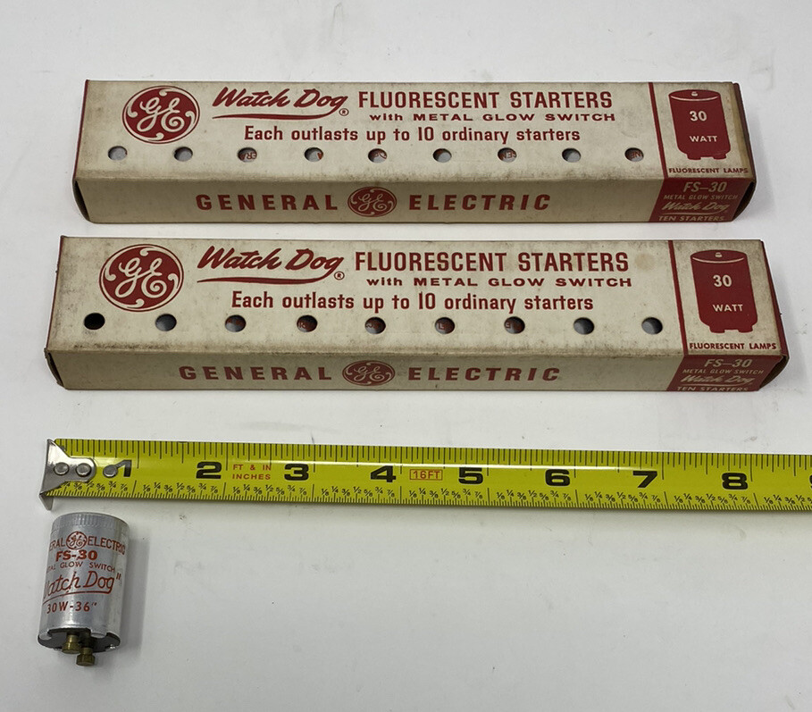 Vtg GE Watch Dog Fluorescent Lamp Starters 30Watt New Old Stock, Two Packs Of 10