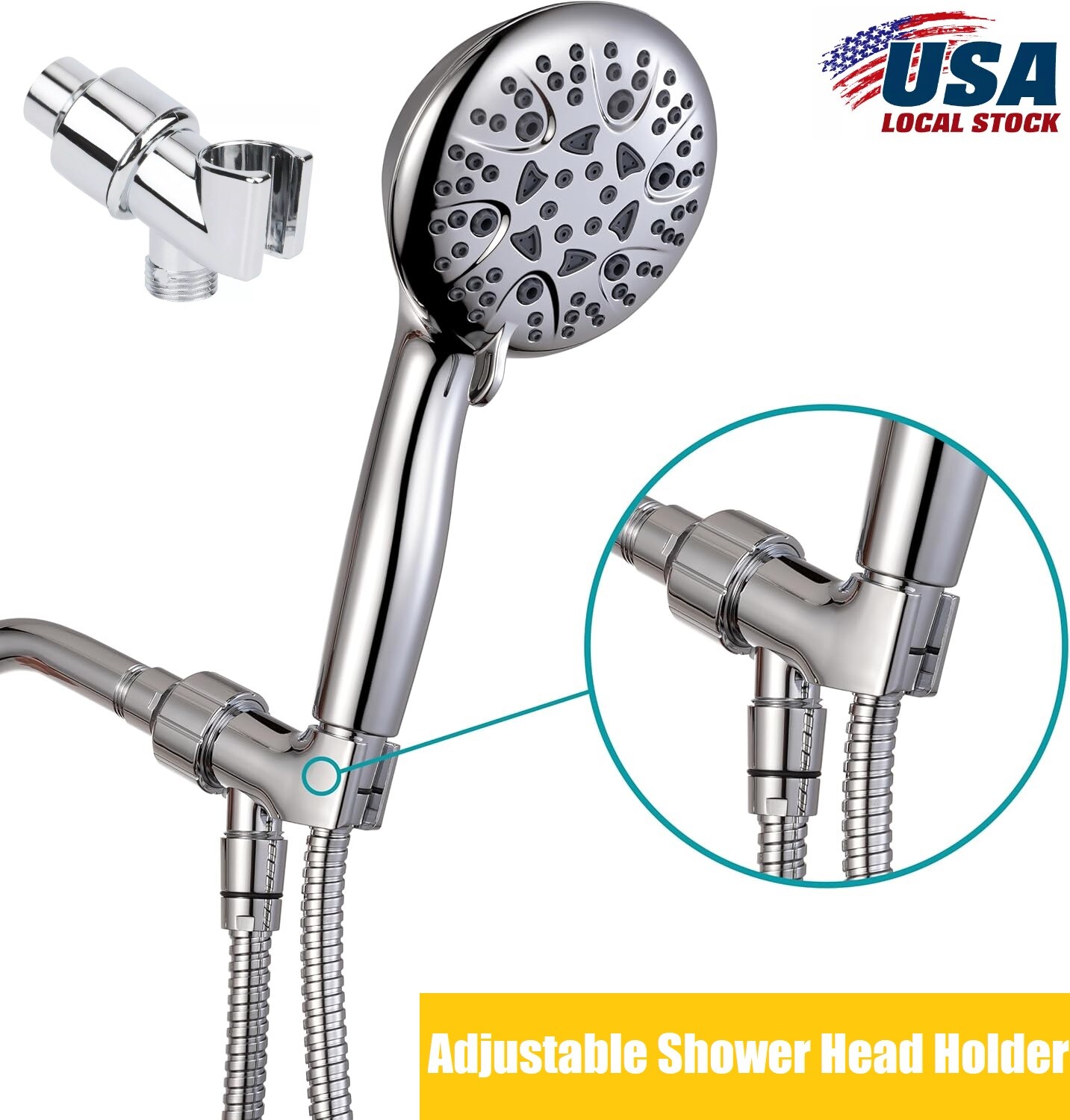Adjustable Handheld Shower Head Holder Wall-mounted Arm Bracket Handheld Shower