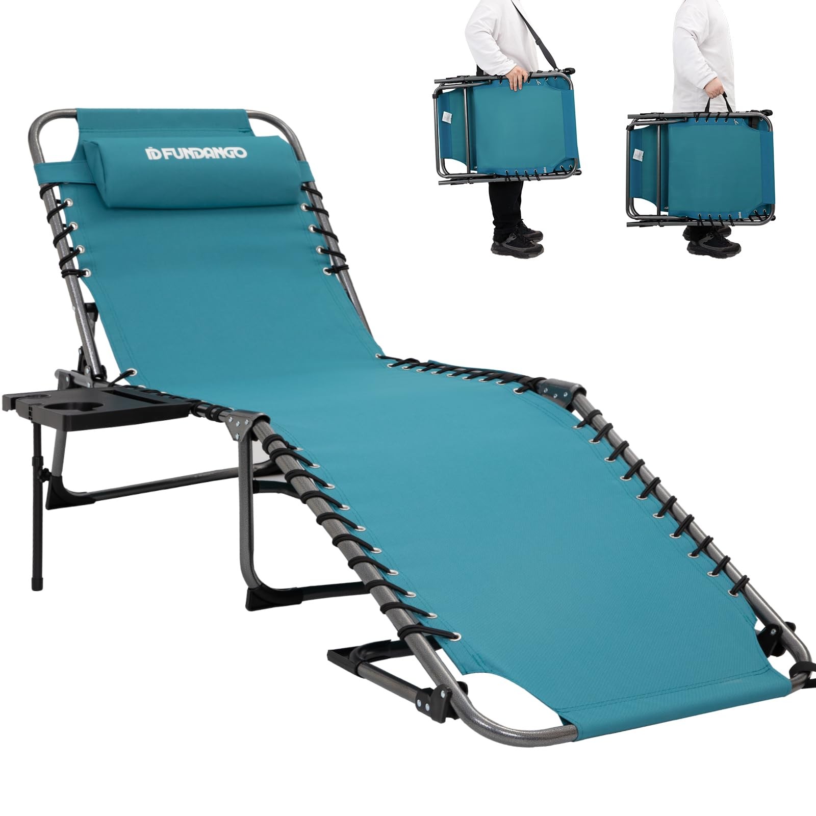 Chaise Lounge Chair Outdoor, 5-Position Folding Tanning Chair with Detachable...
