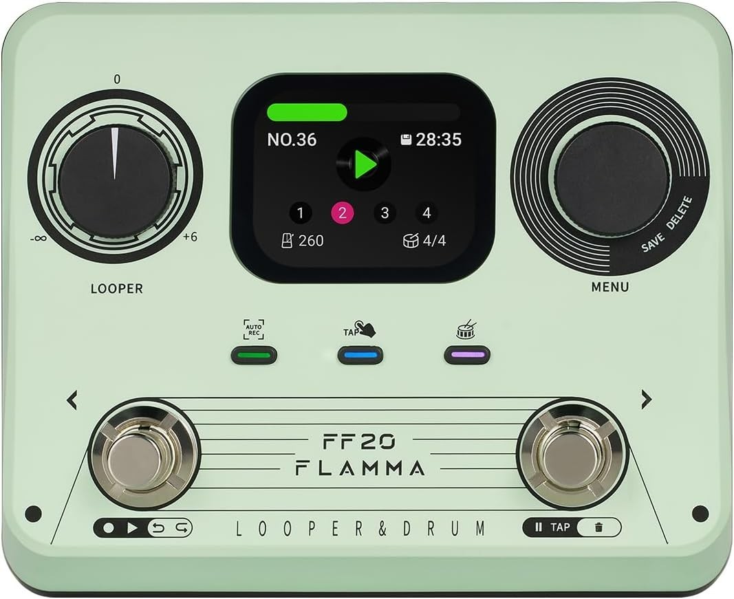 FLAMMA FF20 Looper Pedal Drum Machine, Guitar Mint Green