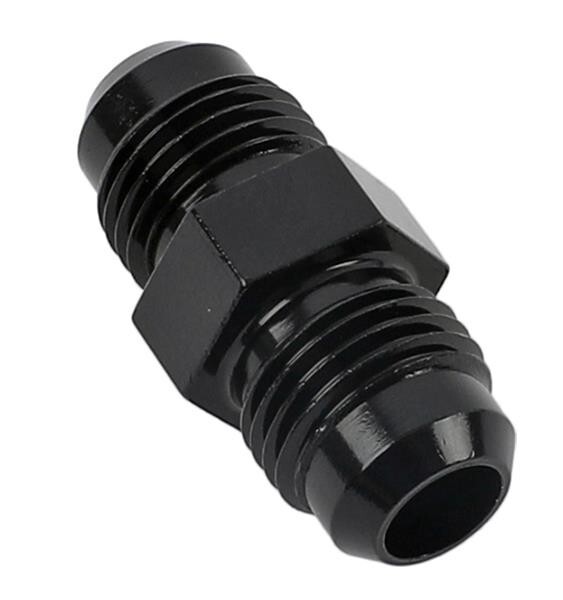 FRAGOLA #481506-BL  FITTING BLACK ALUM. -6 AN TO -6 AN STRAIGHT COUPLER UNION