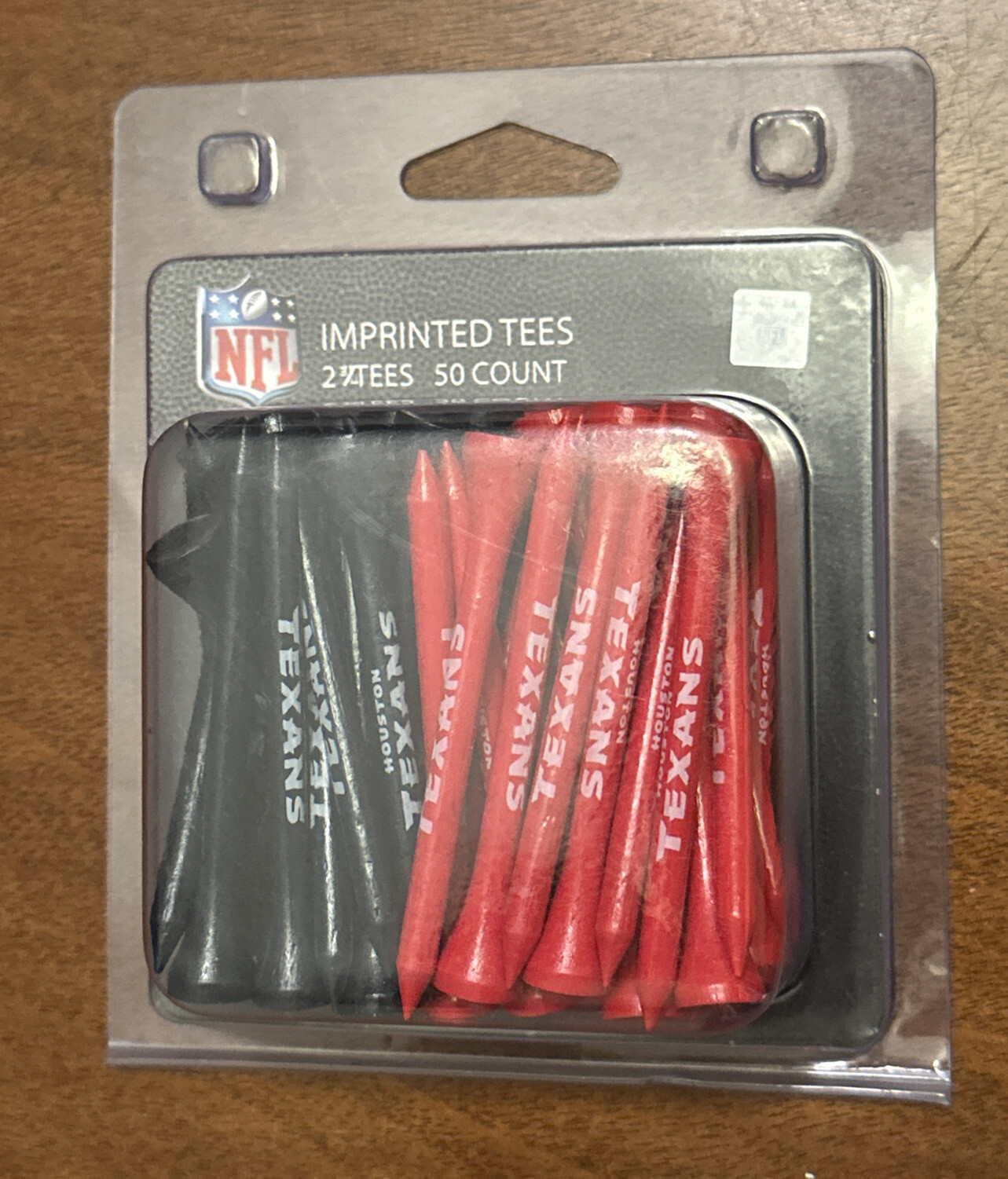 Lot Of 4 Houston Texans NFL 50 Pack of 2 3/4" Wooden Golf Tees 200 Tees Total