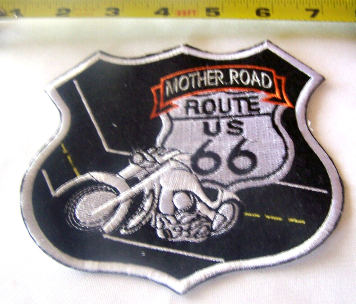 Harley Rider Mother Road Route 66 Black White Medium Back Vest Patch