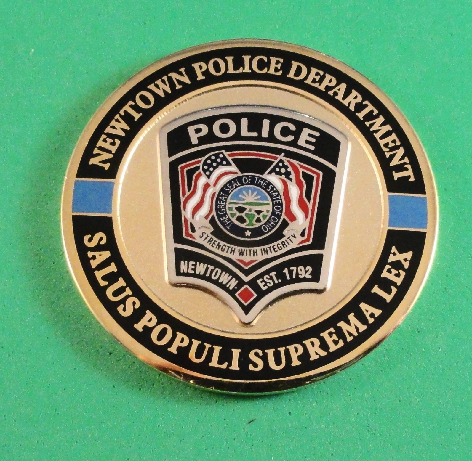 Challenge Coin - AWARD OF EXCELLENCE - CHIEF OF POLICE - NEWTOWN OHIO