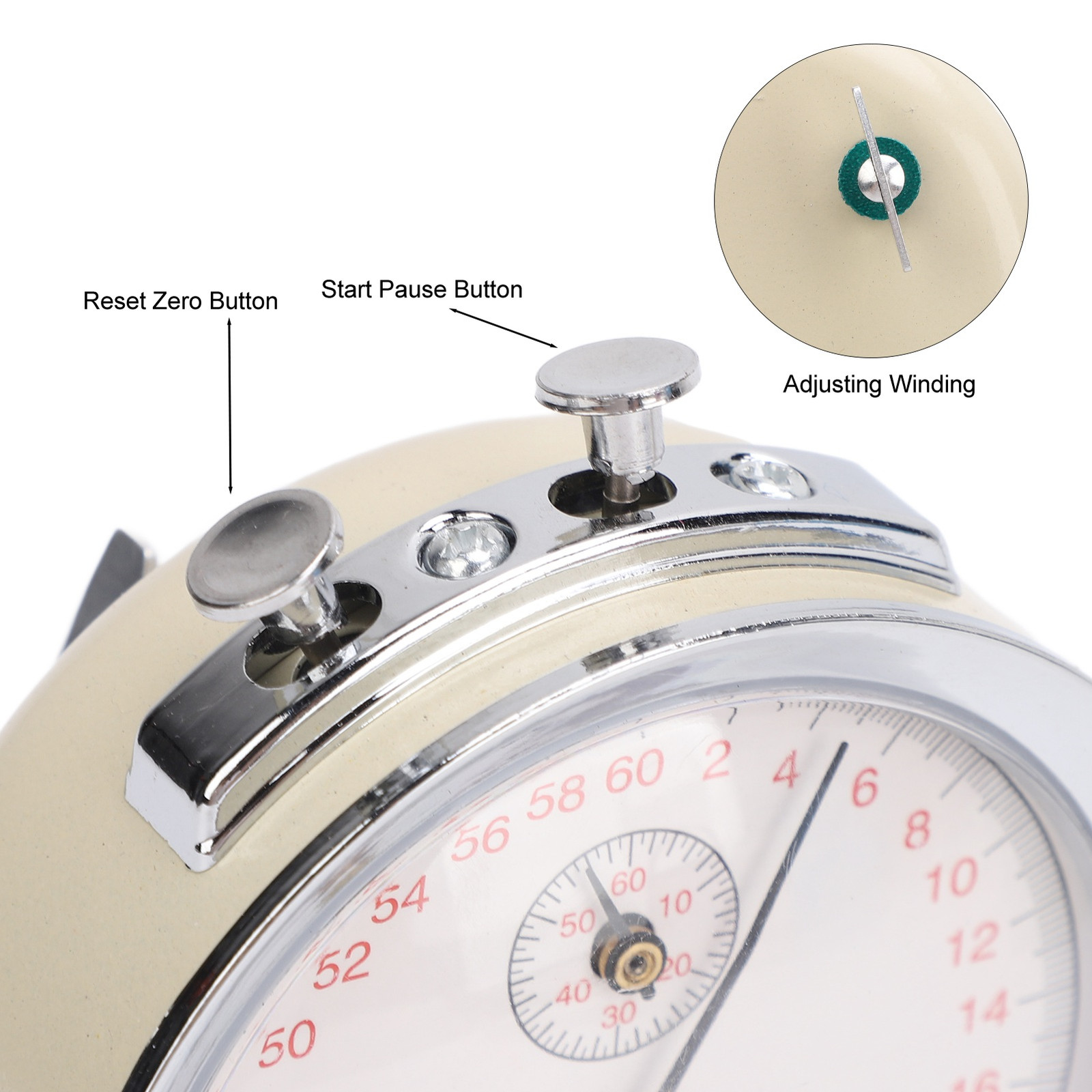 Mechanical Stopwatch Round Dial 0.2s 60 Second Sports Count Timer Tool Part