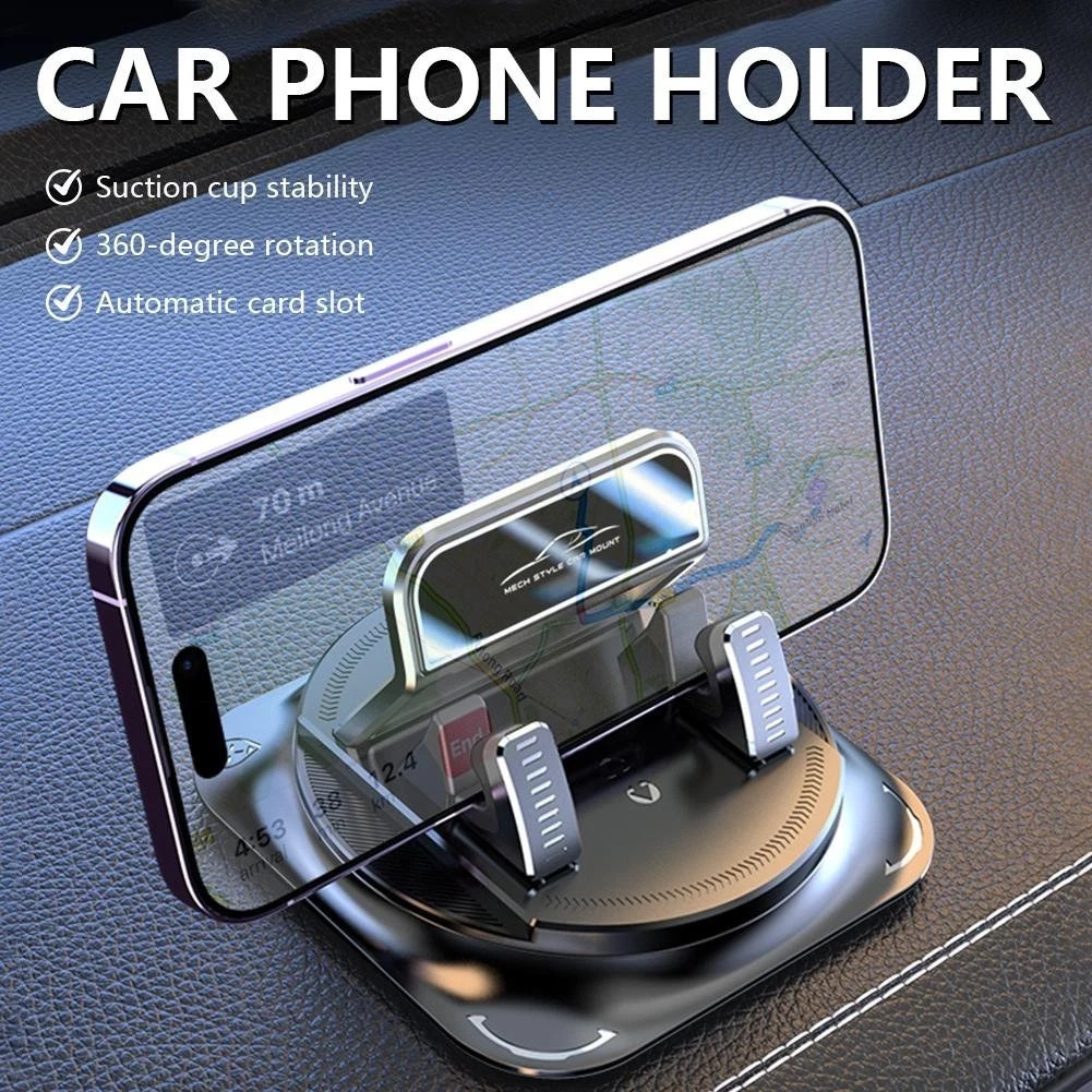 Car Phone Holder 360 Degree Rotation, Navigation Dashboard Mount Black