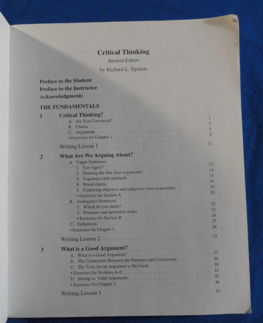 CRITICAL THINKING SECOND EDITION BY RICHARD L. EPSTEIN PAPERBACK BOOK