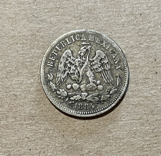 Mexico - 1884 ZsS Silver 25 Centavos