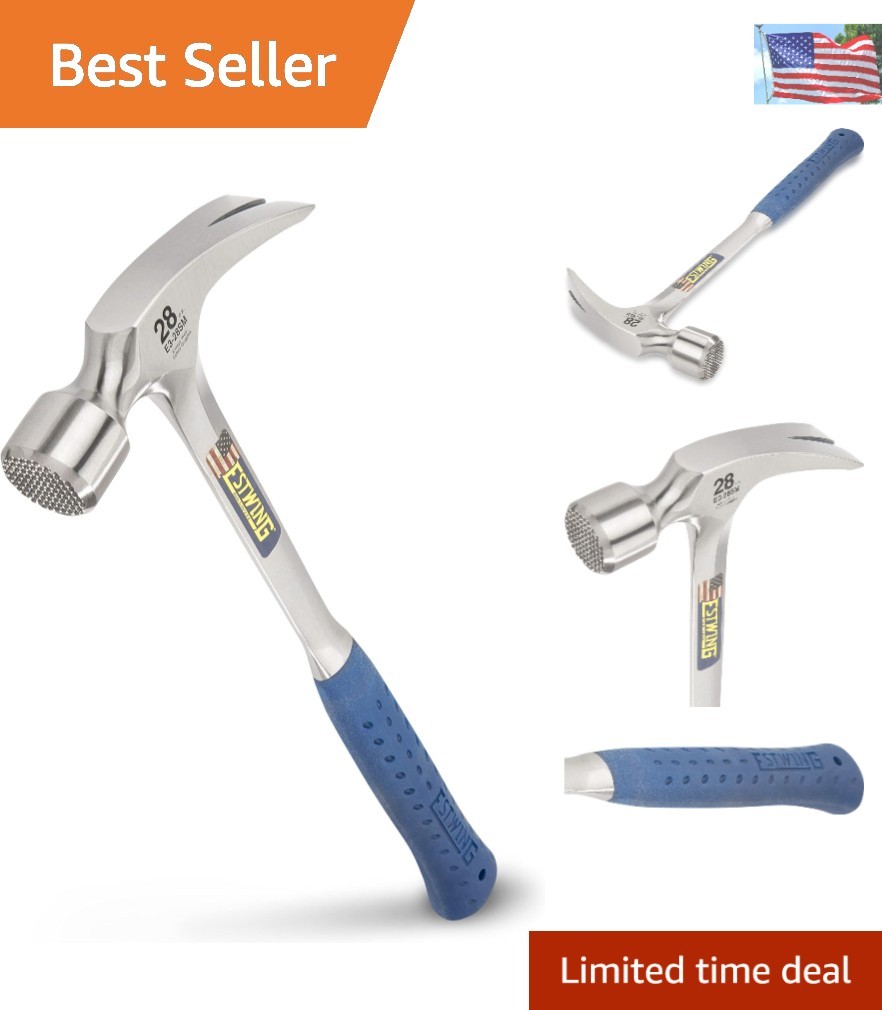 28 oz Straight Rip Claw Hammer with Milled Face & Shock Absorption