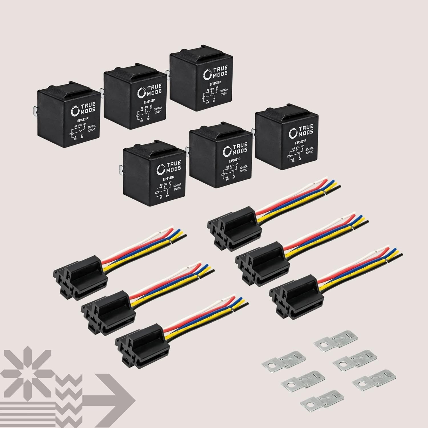 True MODS 6 Pack Bosch Style 5-Pin 12V Relay Kit [Interlocking Harness Socket Ho