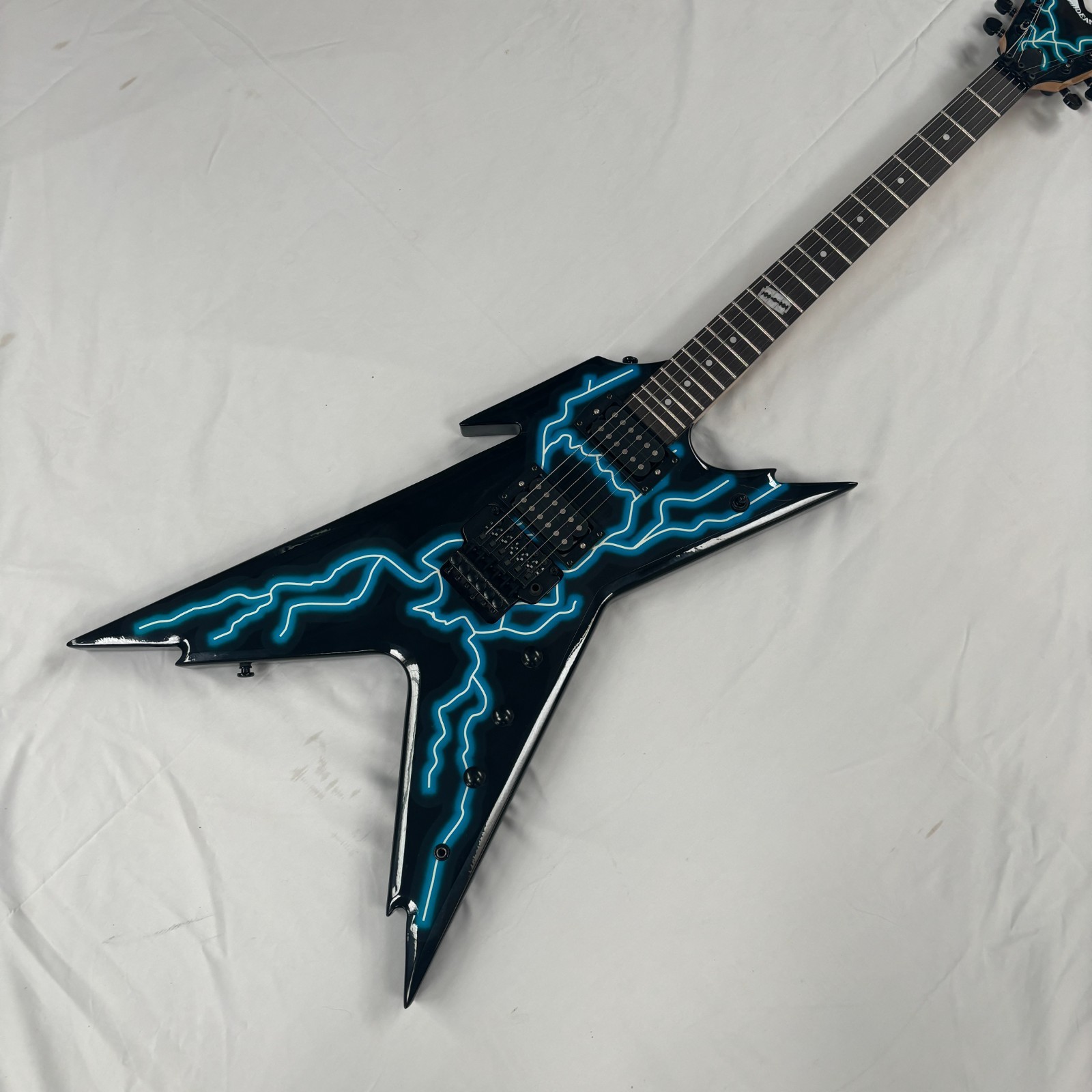 Custom X Razorback Electric Guitar Blue Tremolo Bridge HH Pickups Free Shipping