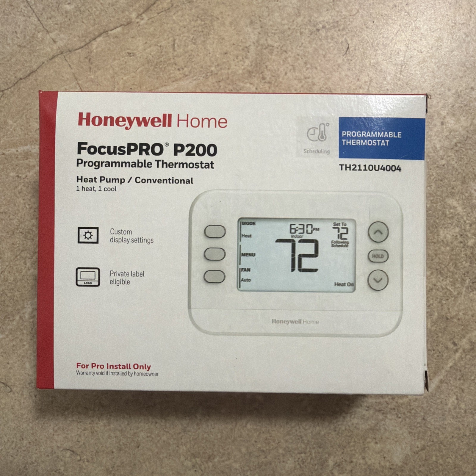 NEW Honeywell Home TH2110U4004 FocusPRO P200 1H/1C Programmable Thermostat