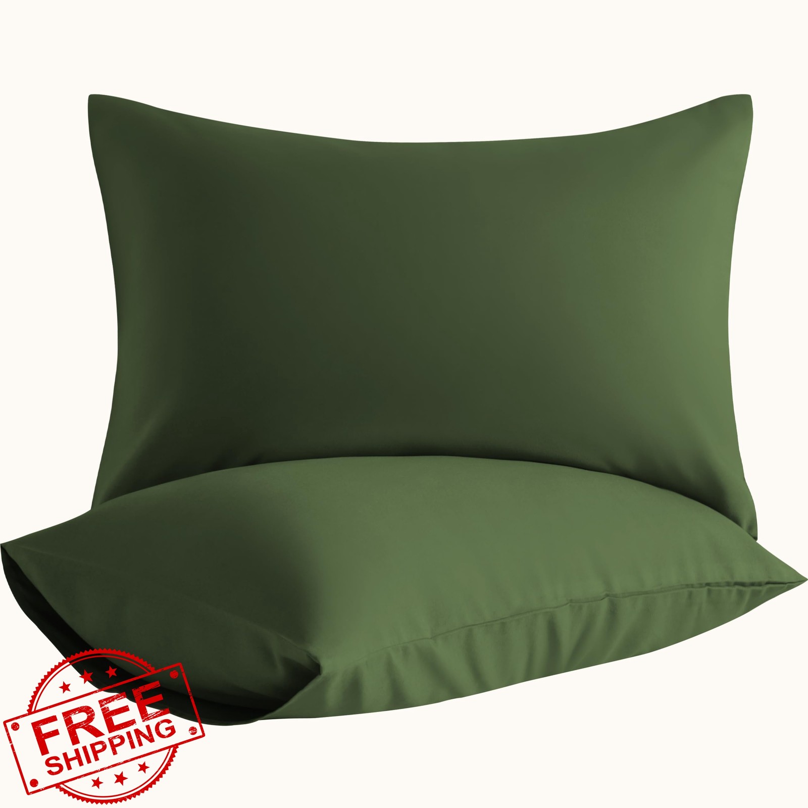 Aerlomi Standard Pillow Case Olive Green 20x26 Inch 2 Pack